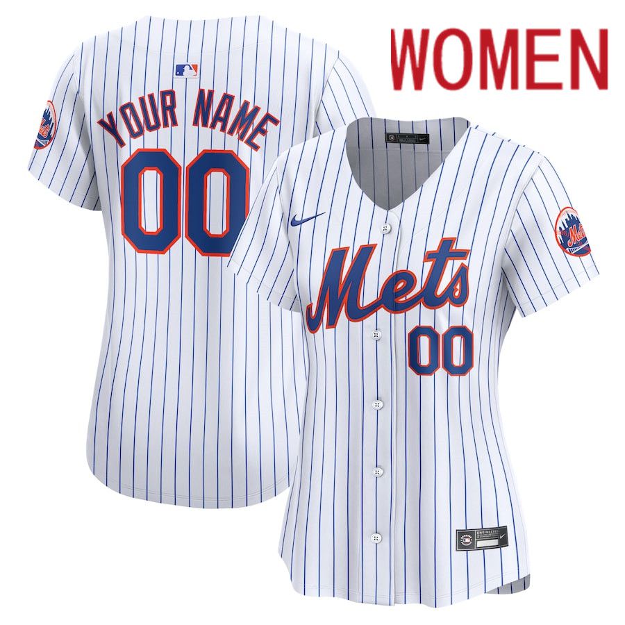 Women New York Mets Nike White Home Limited Custom MLB Jersey